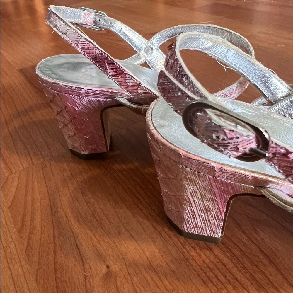 Chanel Multi-Color Metallic Open Toe Snakeskin Sl… - image 6